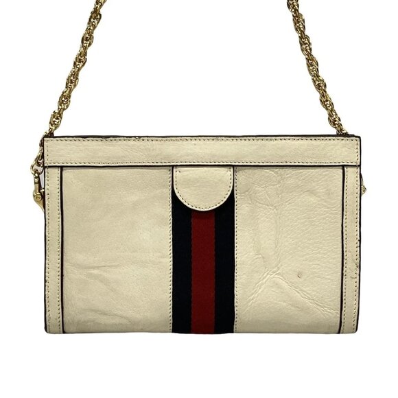 GUCCI Ophidia GG Small Shoulder Bag Cream Navy Red Leather -615-041125 - Picture 2 of 14